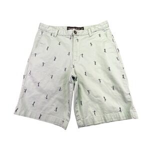 Urban Frontier Men's Light Blue Hawaiian Dancer‎ Print Chino Shorts Size 32